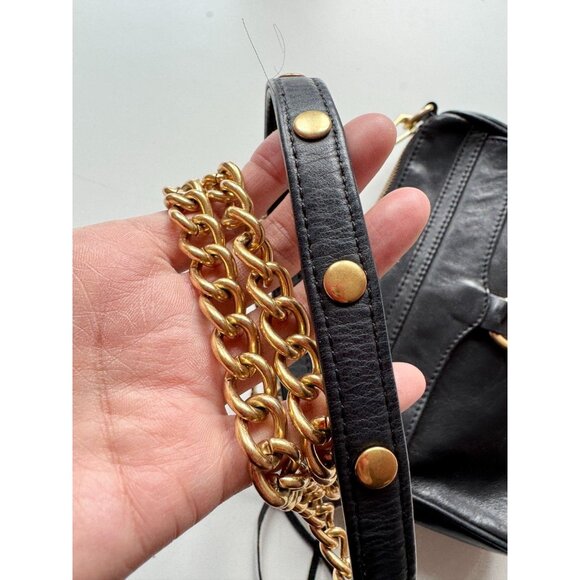 REBECCA MINKOFF Mini MAC Black Leather Gold Chain Crossbody Purse Bag - Picture 8 of 13